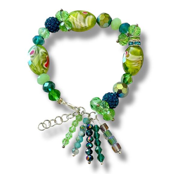 Swarovski Beaded Bracelet- Green - Picture 7 of 9
